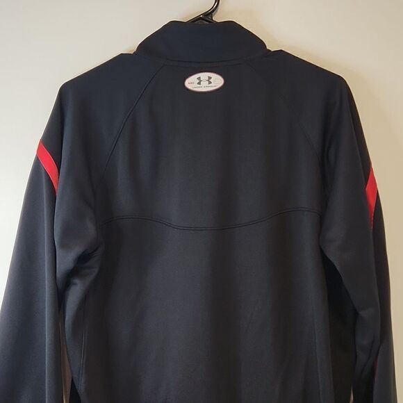 Under Armour Full Zip Track Jacket Men's Sz Medium Loose Black/Red EUC NICE! - Picture 8 of 9